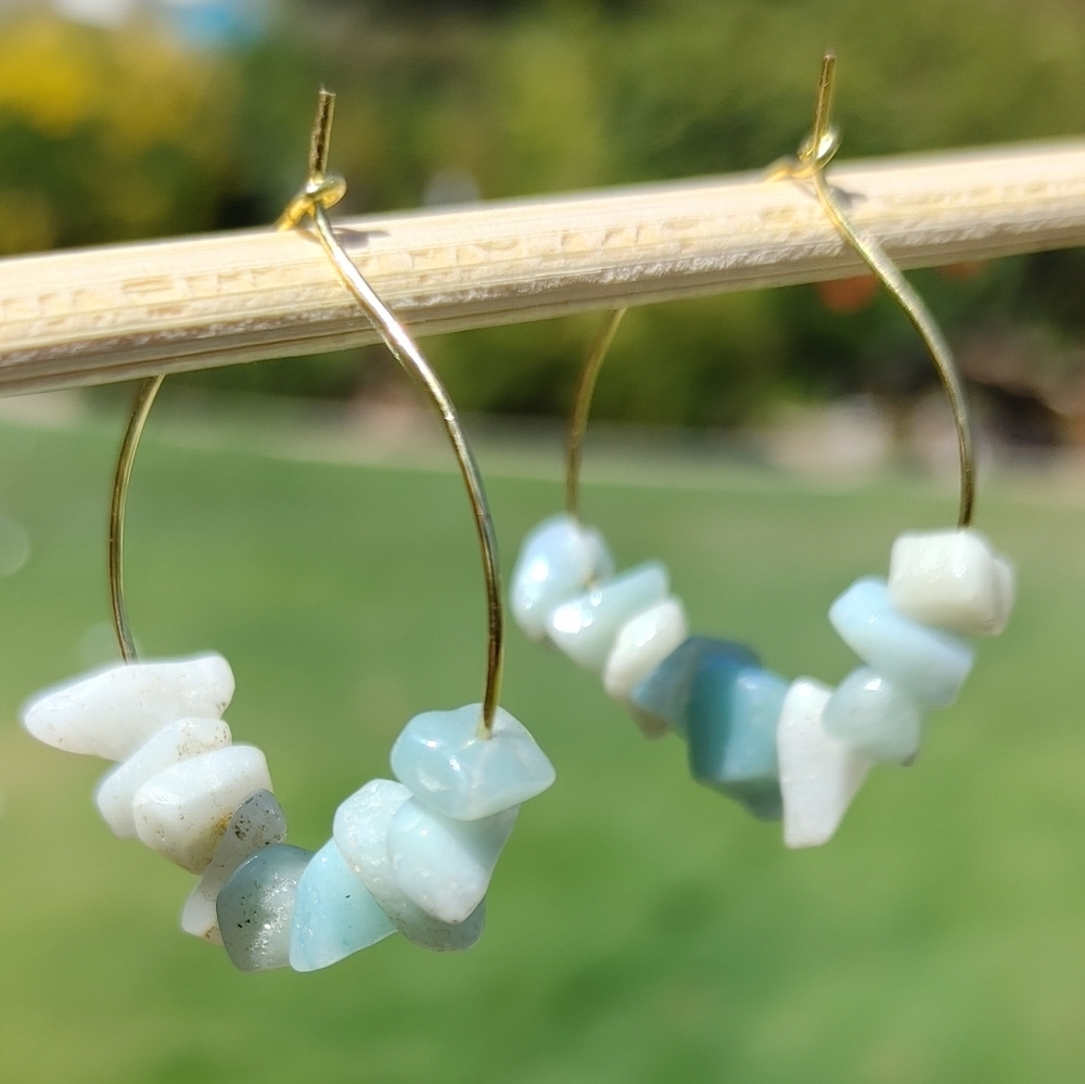 Raw Aquamarine stone earrings